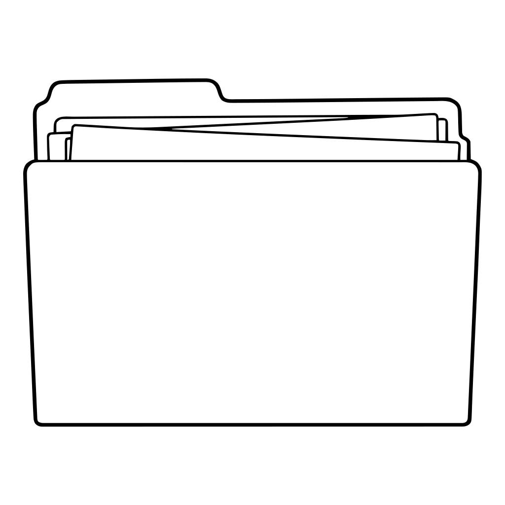 書類入りフォルダーのイラスト（線画）