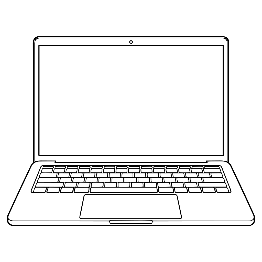 ノートパソコンのイラスト（線画）