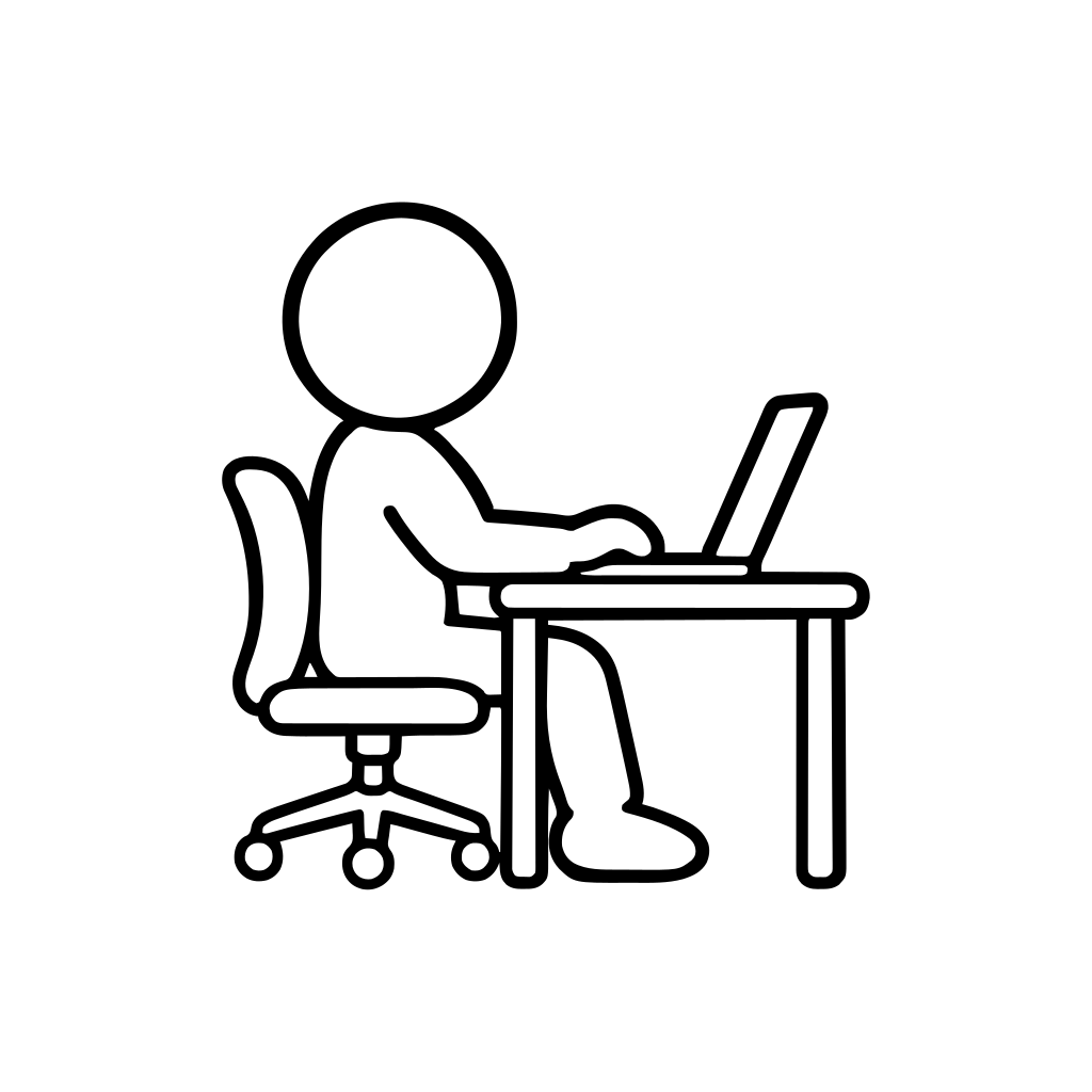 ノートPCに入力する人のイラスト（丸みのあるデフォルメ）