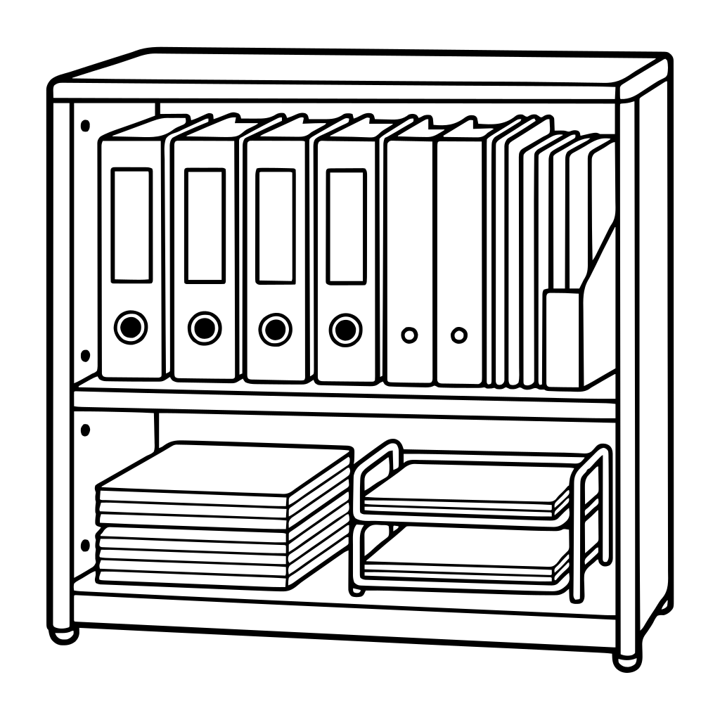 オープン書類棚のイラスト（シンプル）