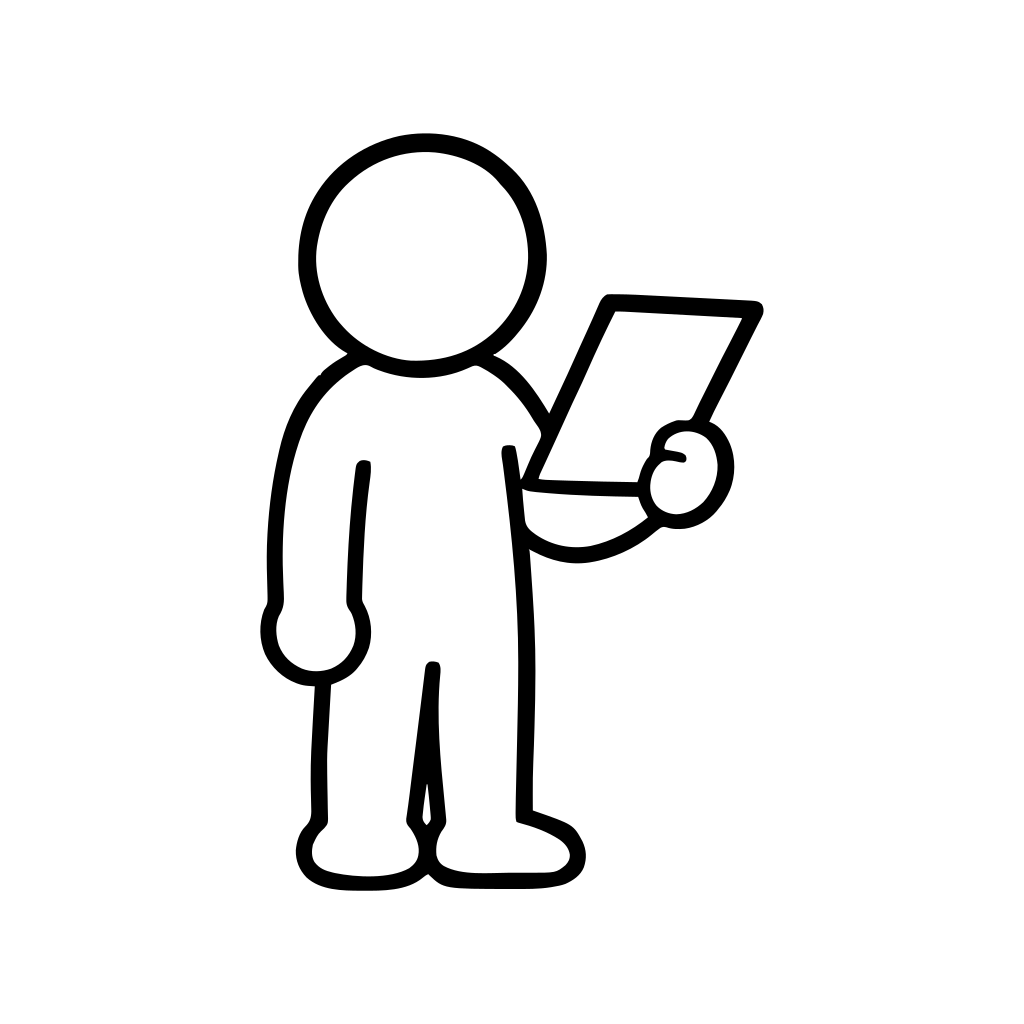 書類を読む人のイラスト（丸みのあるデフォルメ）