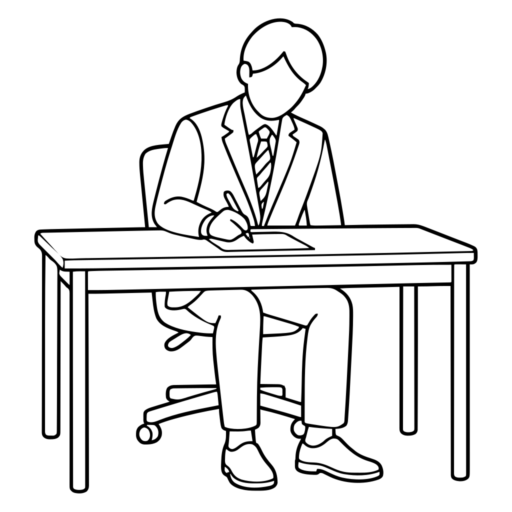書類に記入する人のイラスト（シンプル）