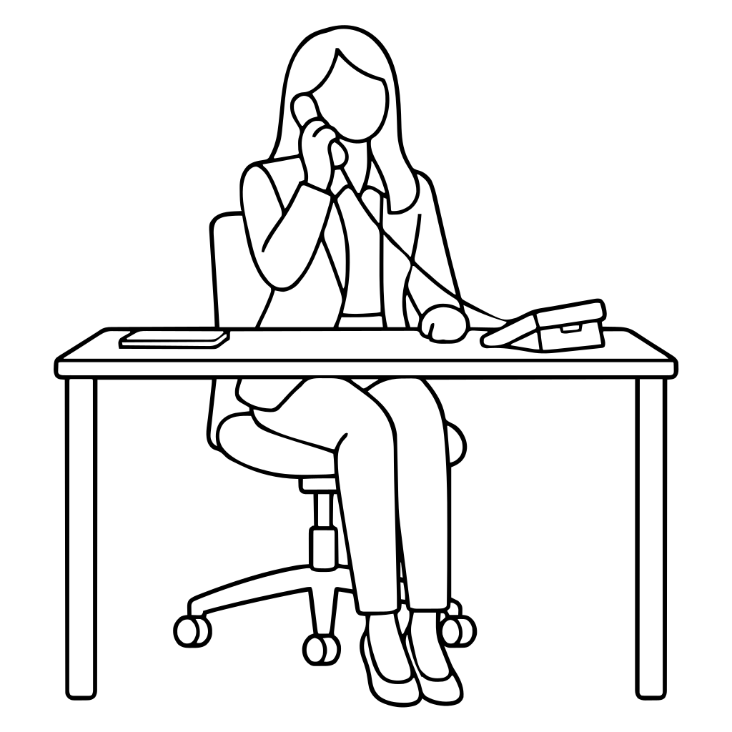 固定電話で話す人のイラスト（シンプル）