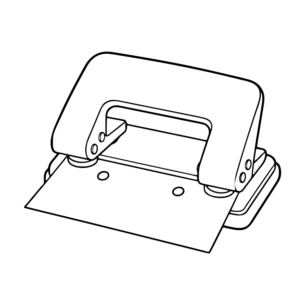 穴あけパンチのイラスト（線画）