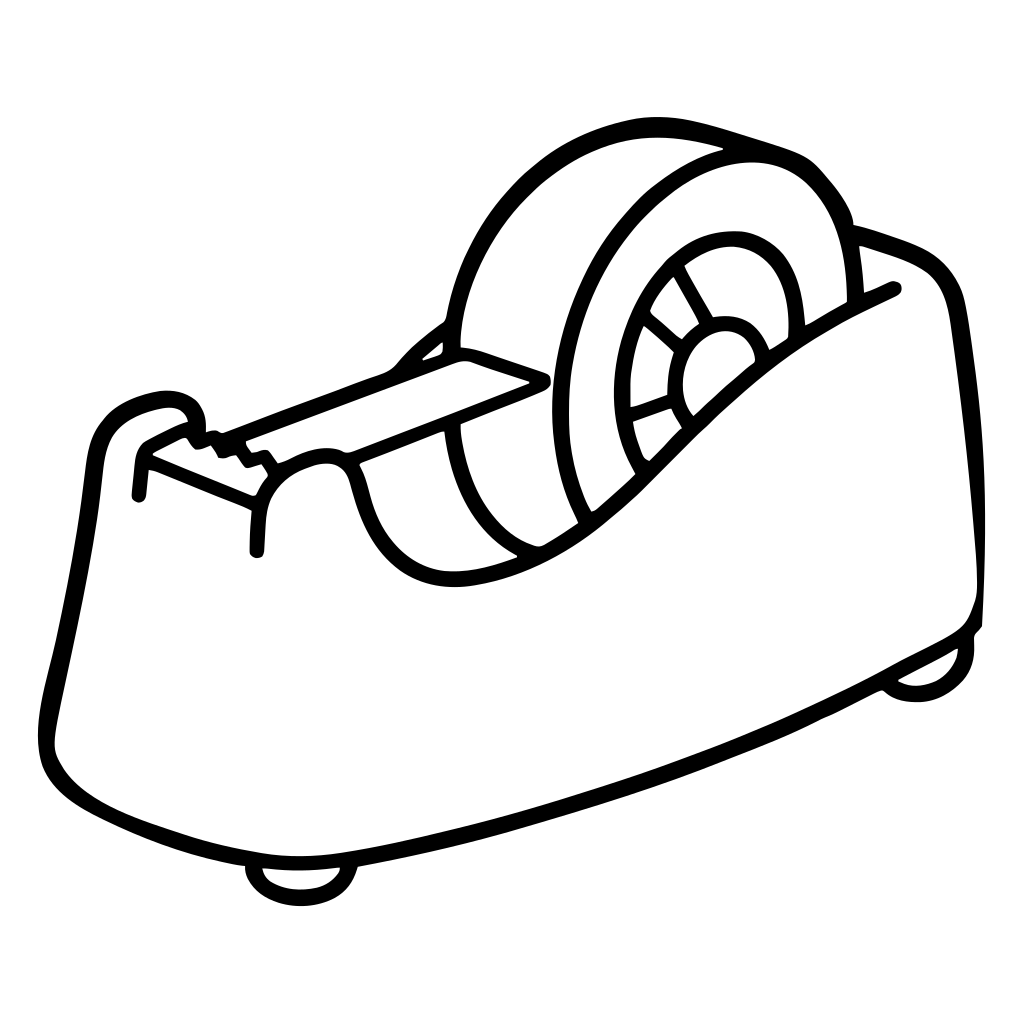 テープカッターのイラスト（丸みのあるデフォルメ）