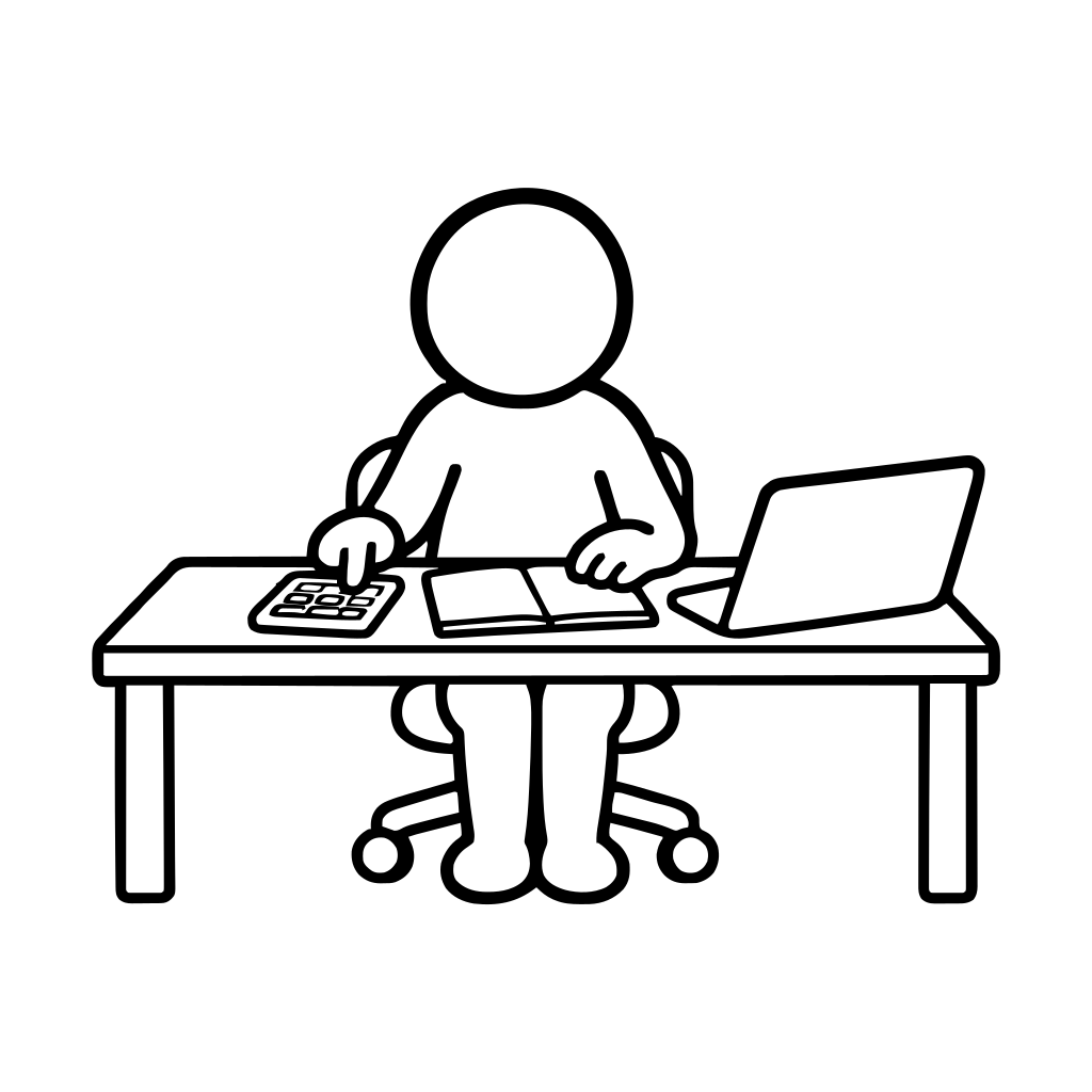 電卓で計算するのイラスト（丸みのあるデフォルメ）
