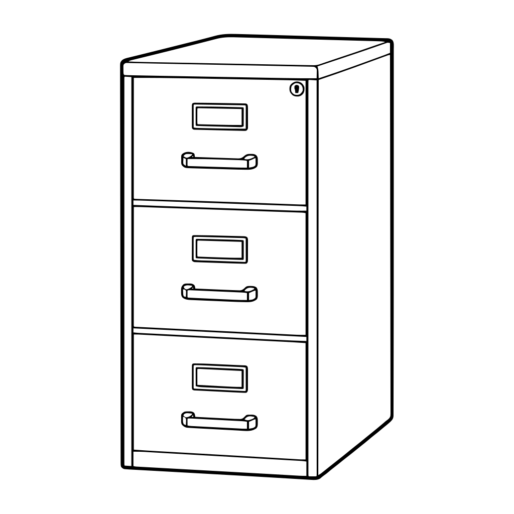 ファイリングキャビネットのイラスト（線画）