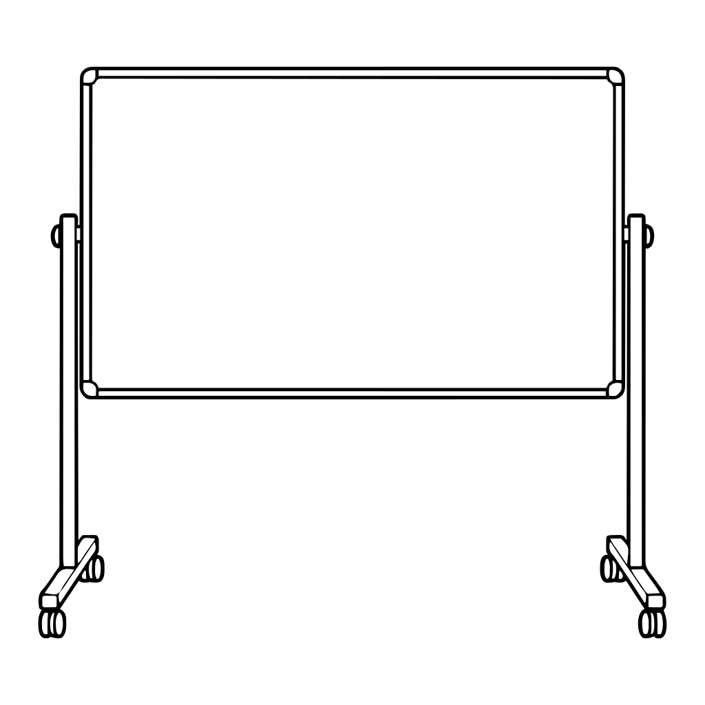 移動式ホワイトボードのイラスト（線画）