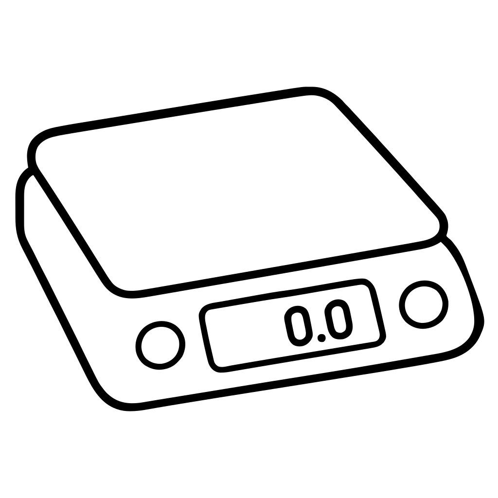 卓上はかりのイラスト（丸みのあるデフォルメ）