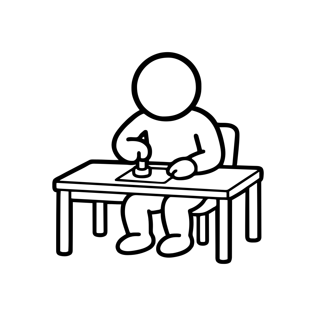 書類に押印するのイラスト（丸みのあるデフォルメ）
