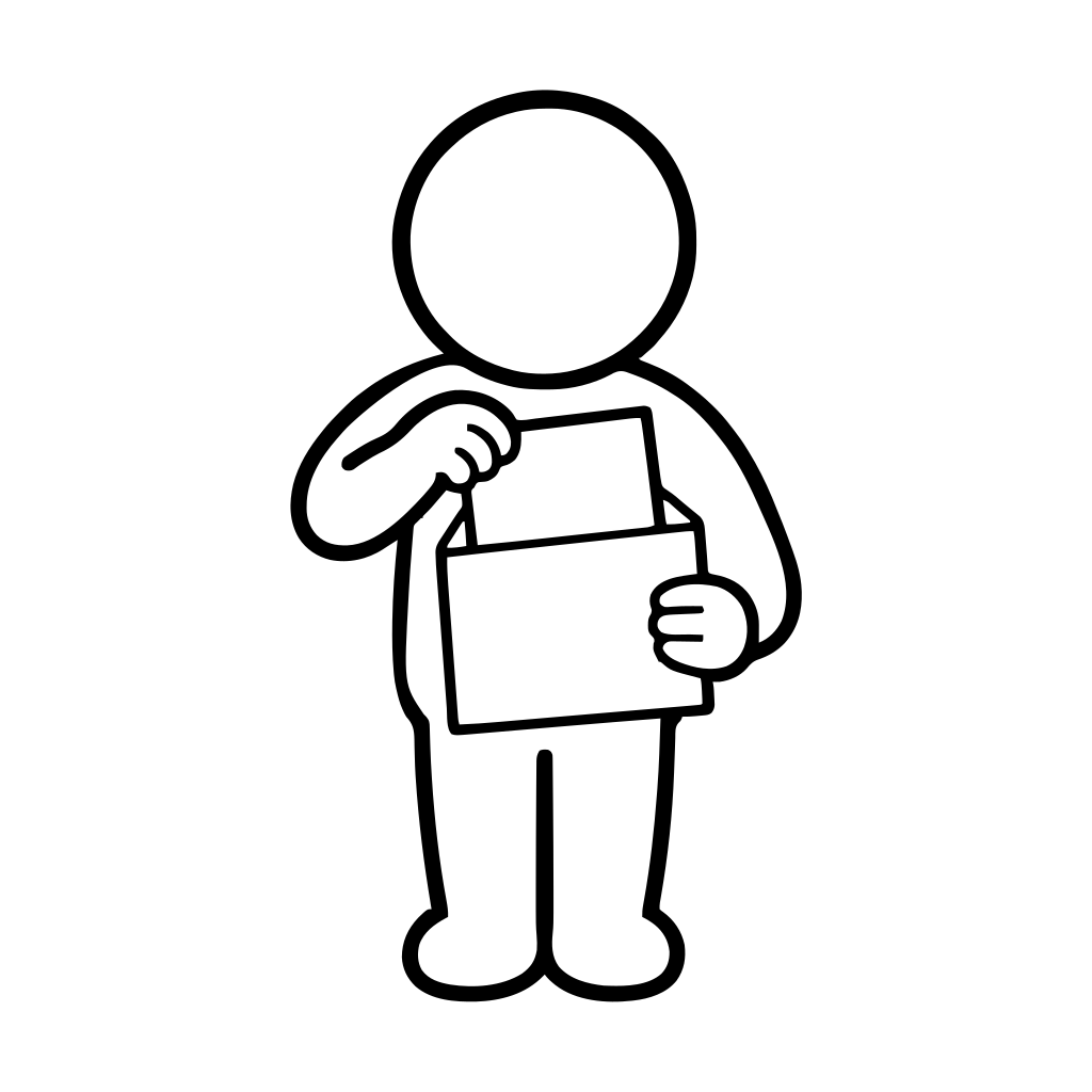 封筒に書類を入れるのイラスト（丸みのあるデフォルメ）