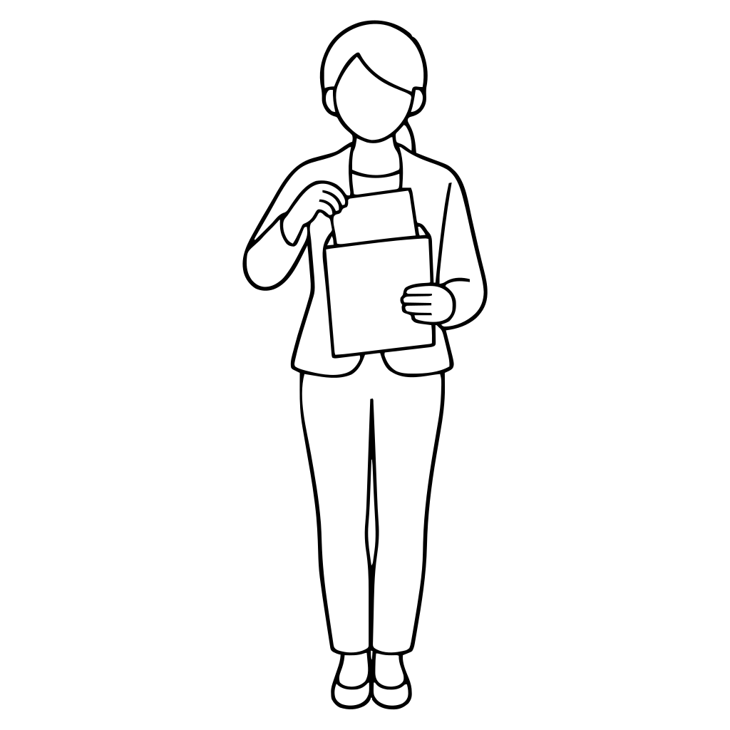 封筒に書類を入れるのイラスト（シンプル）