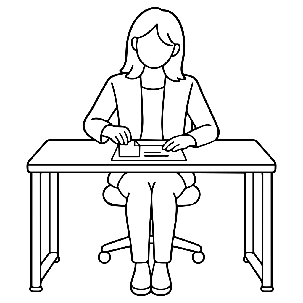 書類に付箋を貼るのイラスト（シンプル）