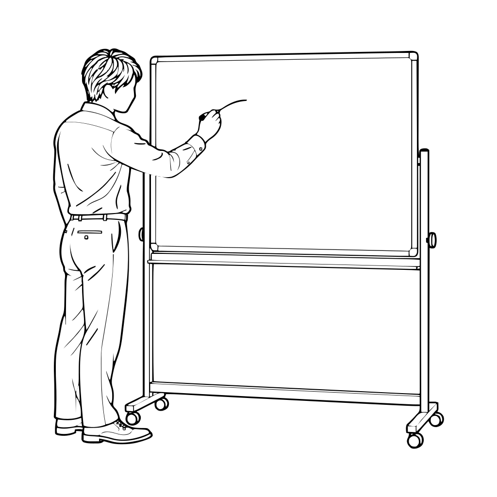 ホワイトボードに書くのイラスト（線画）
