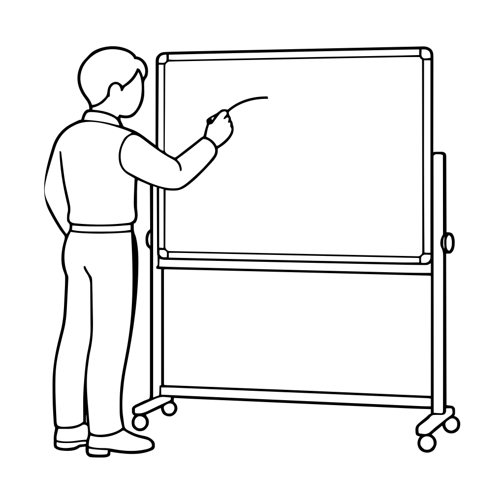 ホワイトボードに書くのイラスト（シンプル）