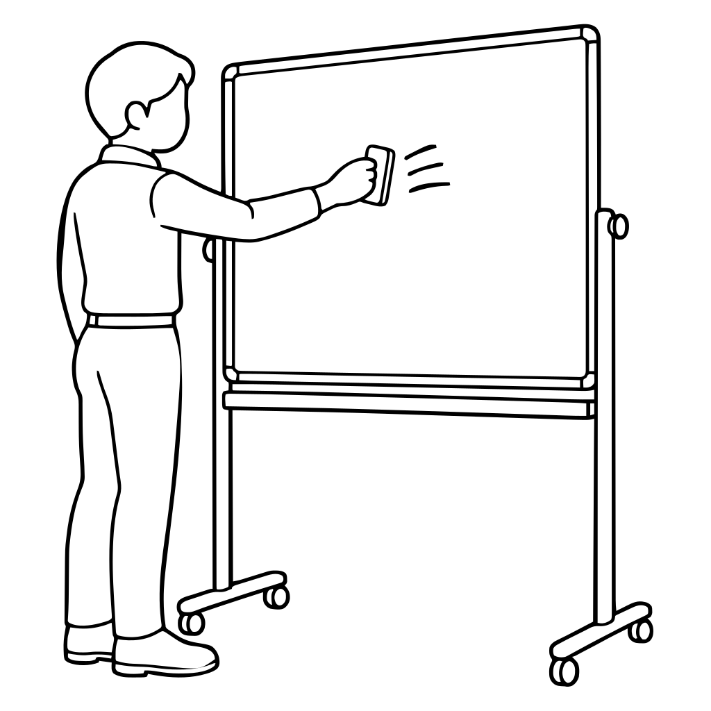 ホワイトボードを消すのイラスト（シンプル）