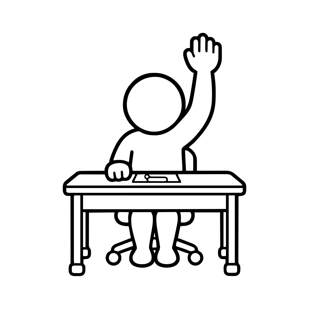 会議で挙手するのイラスト（丸みのあるデフォルメ）