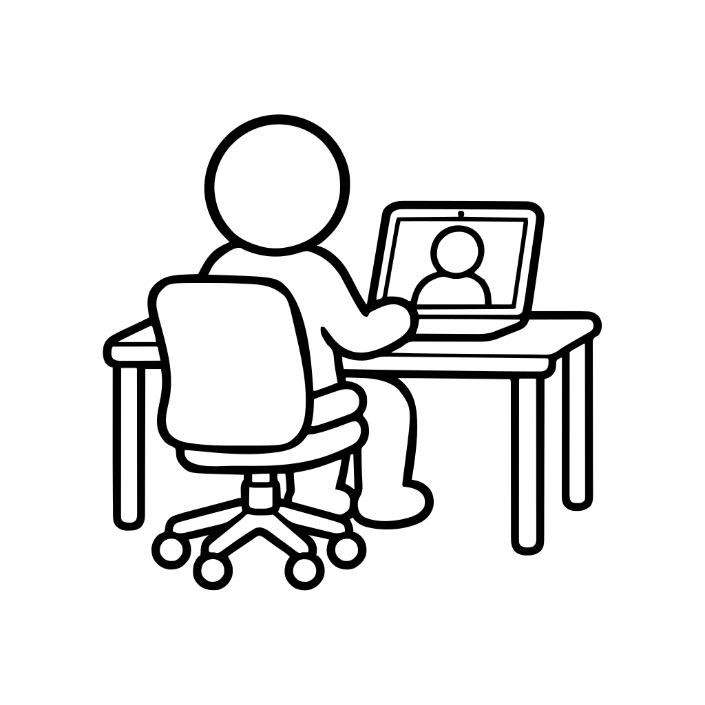オンライン会議に参加するのイラスト（丸みのあるデフォルメ）