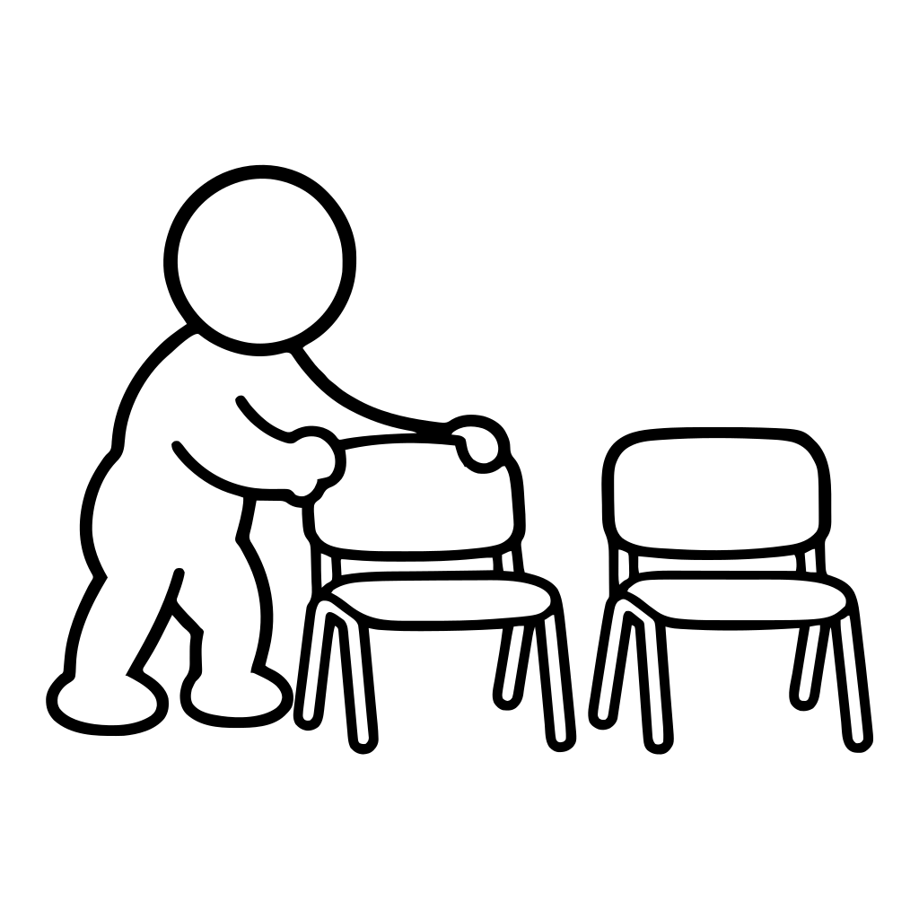 会場の椅子を並べるのイラスト（丸みのあるデフォルメ）