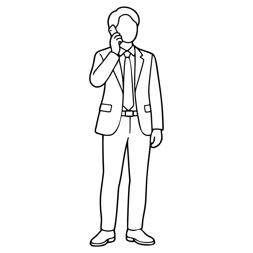 スマートフォンで通話するのイラスト（シンプル）