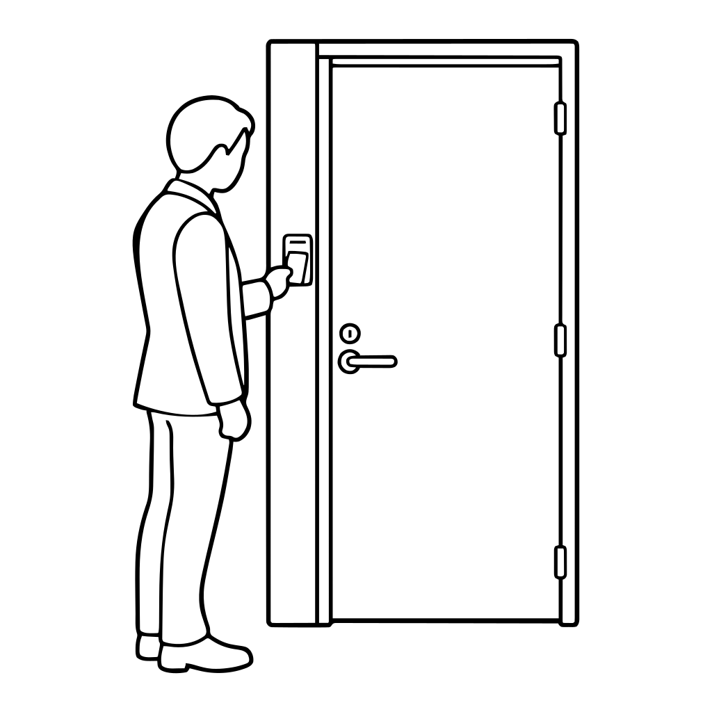 IDカードで入室するのイラスト（シンプル）