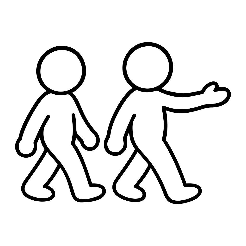 進む方向を案内する2人のイラスト（丸みのあるデフォルメ）