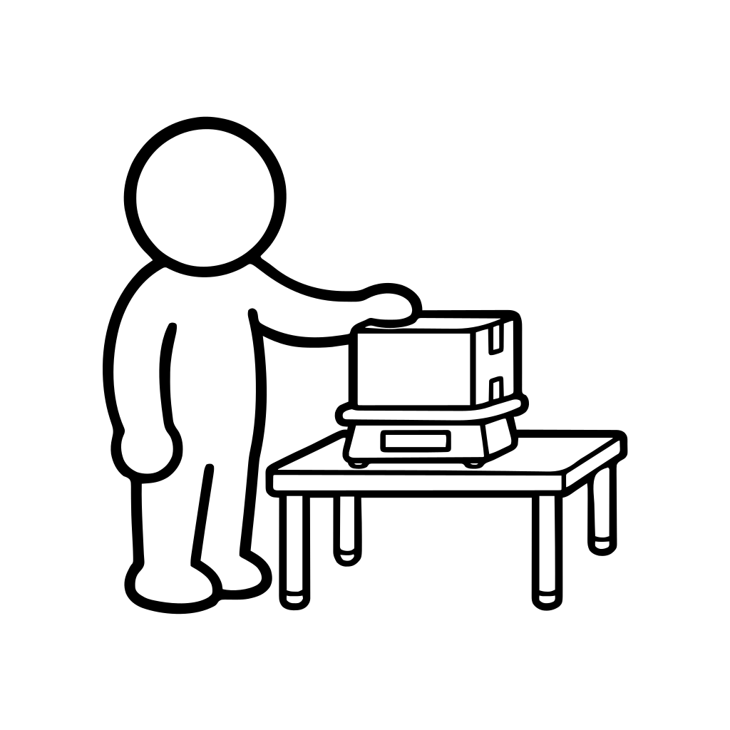 荷物の重量を量るのイラスト（丸みのあるデフォルメ）