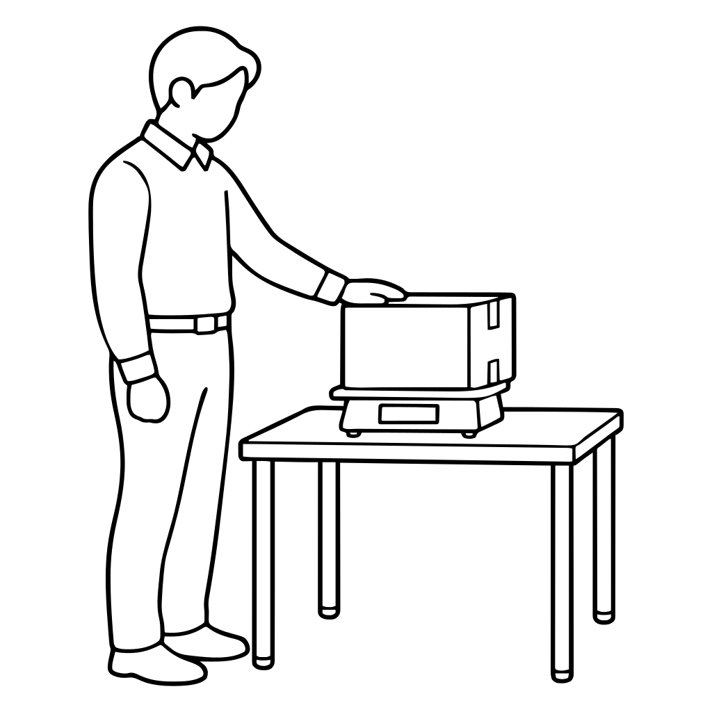 荷物の重量を量るのイラスト（シンプル）