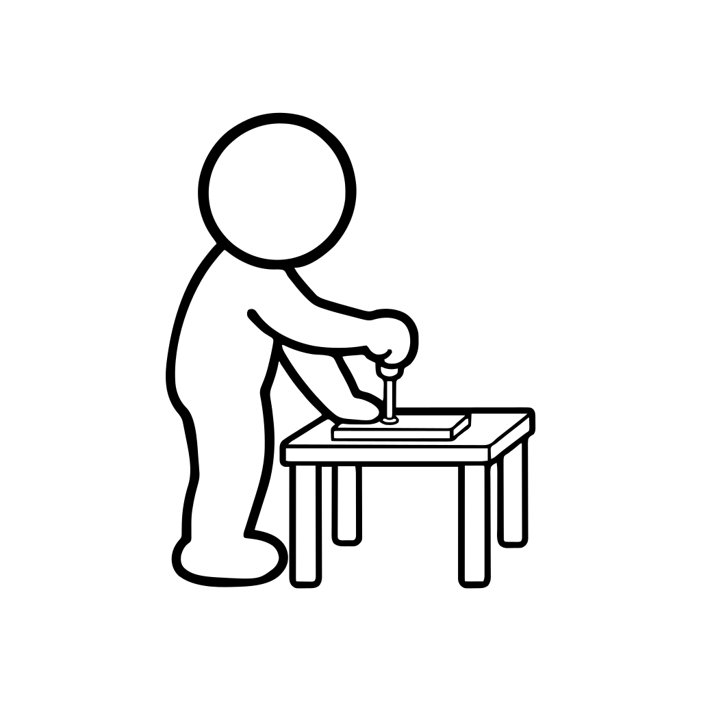 工具でねじを締めるのイラスト（丸みのあるデフォルメ）