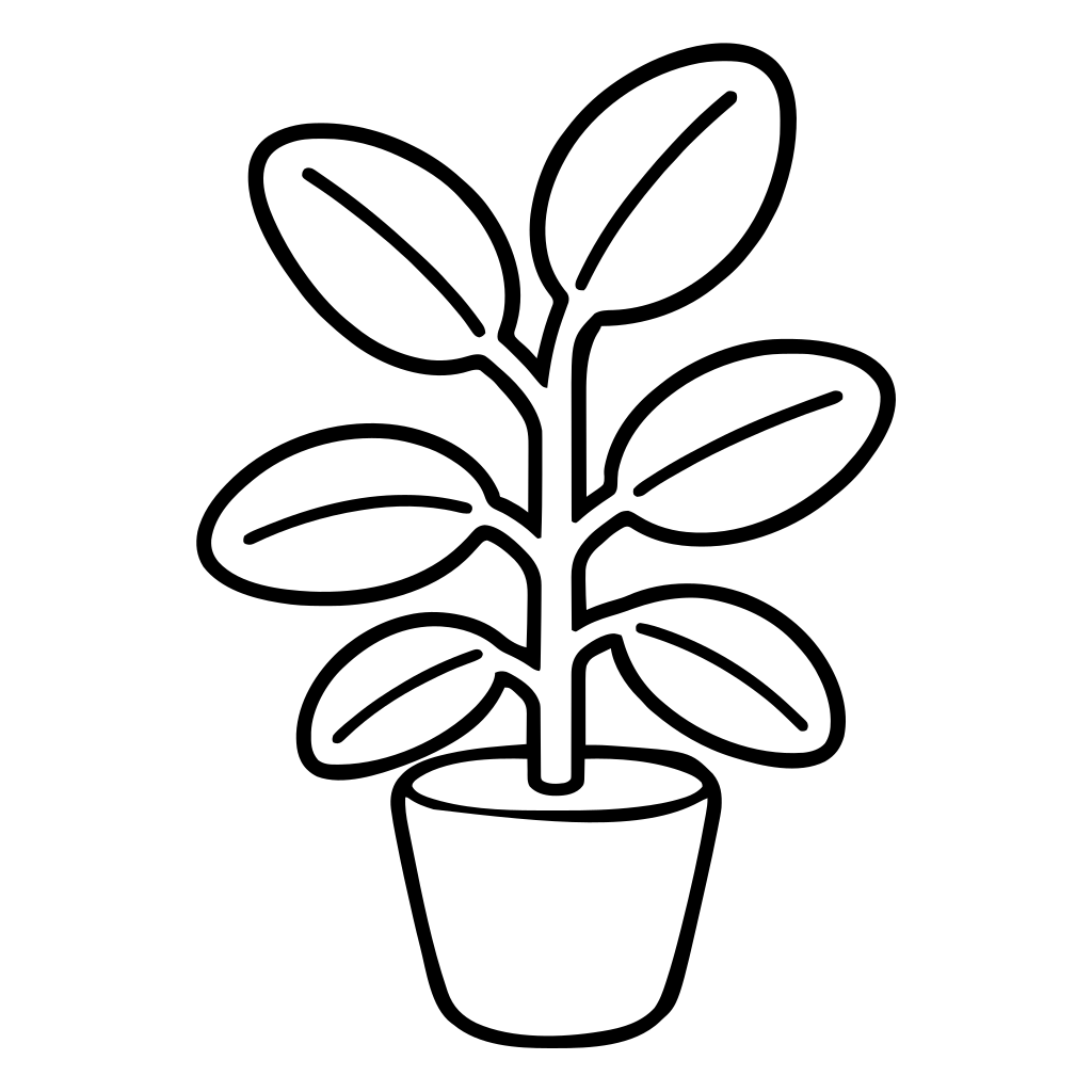 観葉植物のイラスト（丸みのあるデフォルメ）
