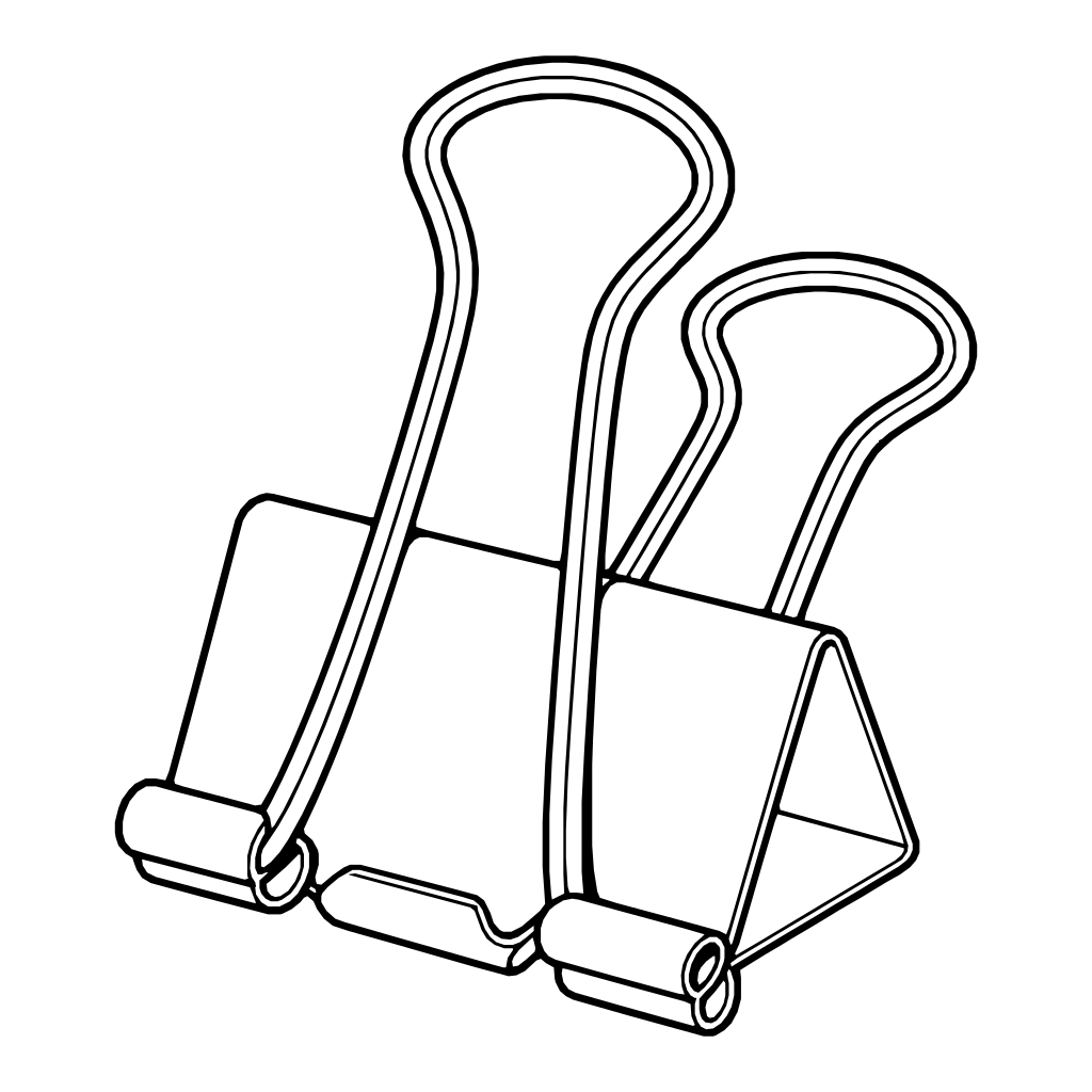 ダブルクリップのイラスト（線画）