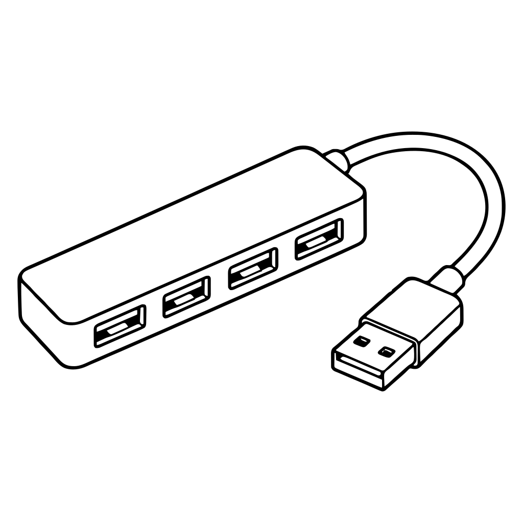 USBハブのイラスト（線画）