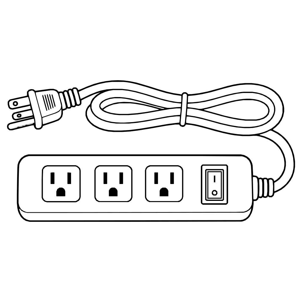 電源タップのイラスト（線画）