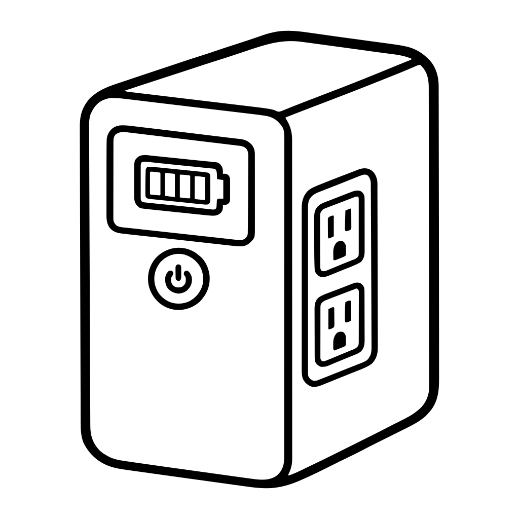 無停電電源装置のイラスト（丸みのあるデフォルメ）