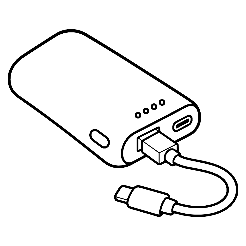モバイルバッテリーのイラスト（丸みのあるデフォルメ）