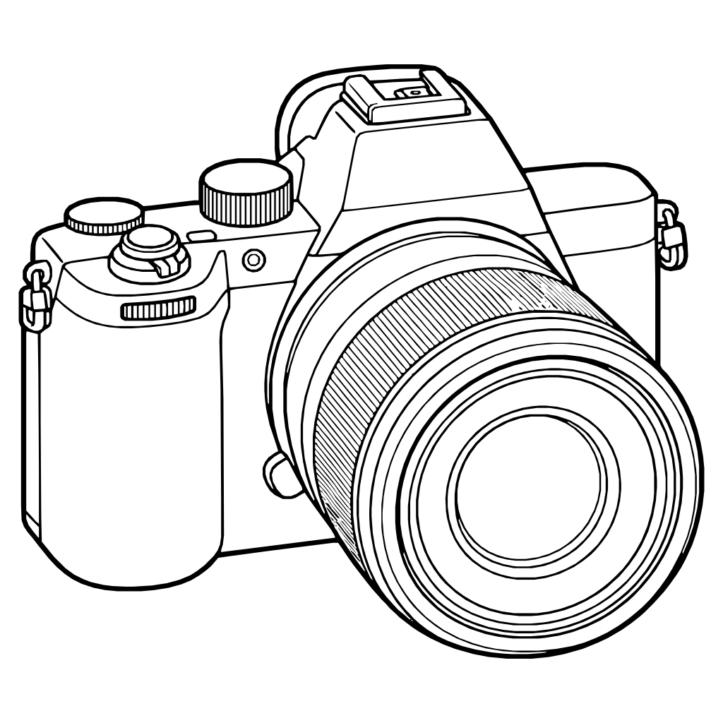 デジタルカメラのイラスト（線画）