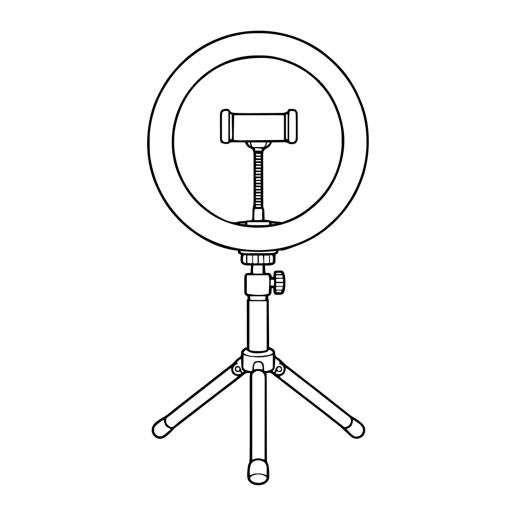 撮影用リングライトのイラスト（線画）