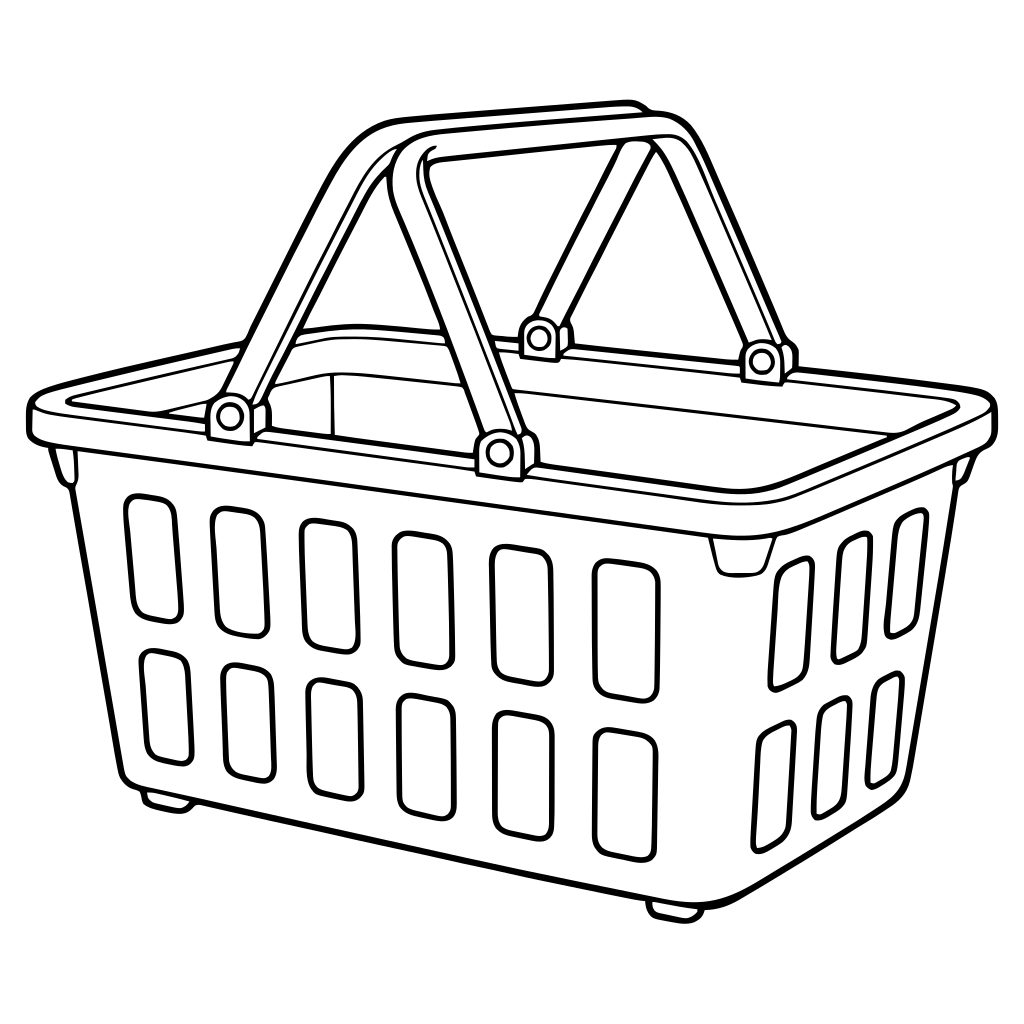 買い物かごのイラスト（線画）