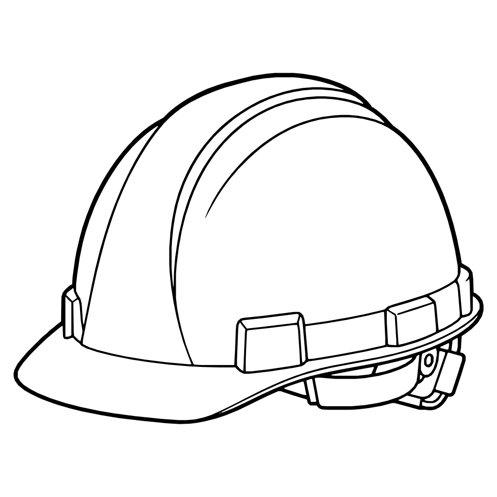 作業用ヘルメットのイラスト（線画）