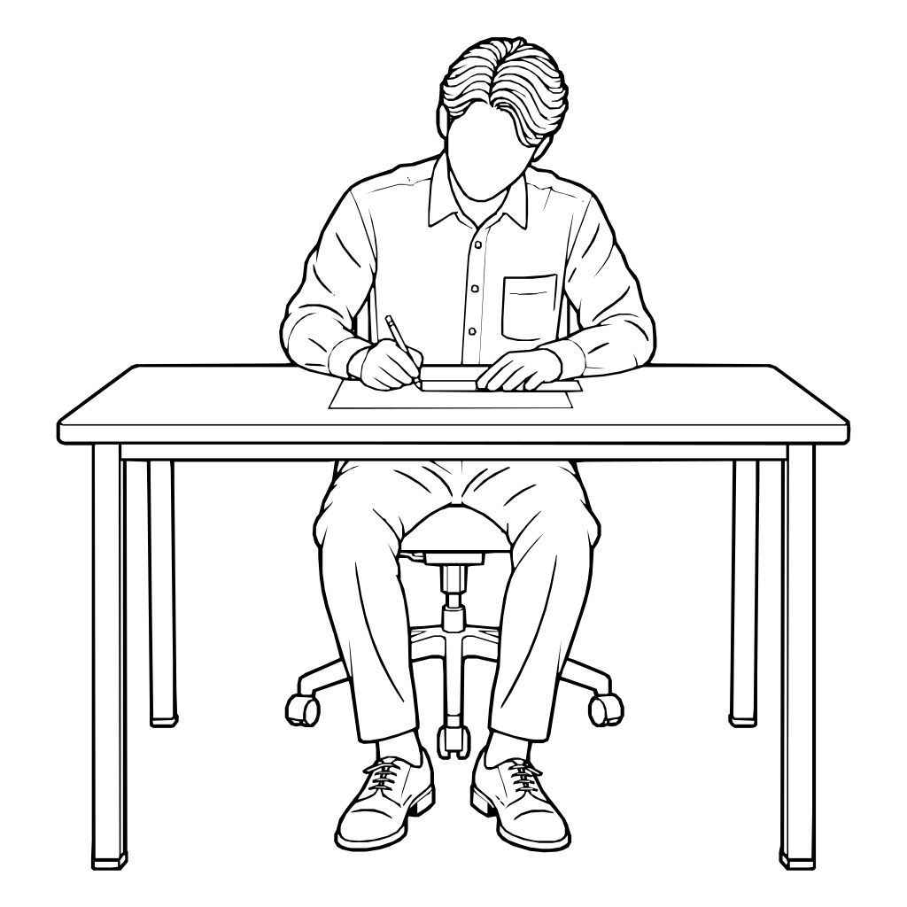 定規で線を引くのイラスト（線画）