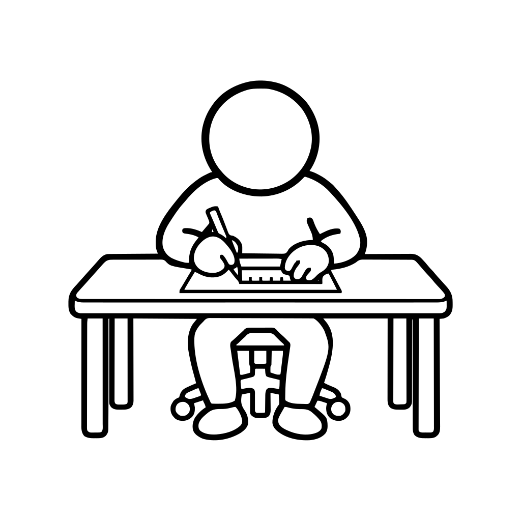 定規で線を引くのイラスト（丸みのあるデフォルメ）