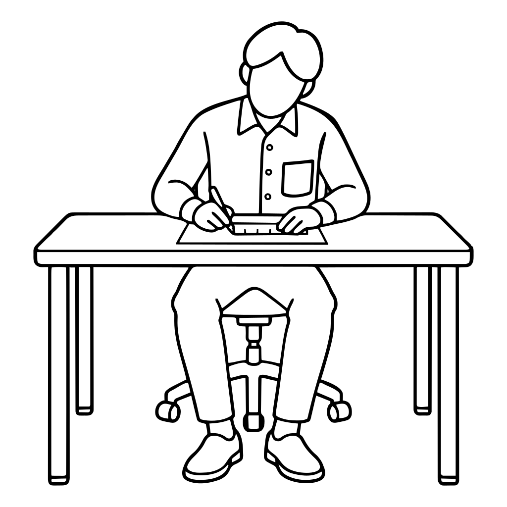 定規で線を引くのイラスト（シンプル）