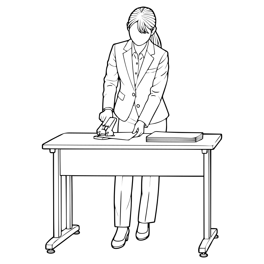 Punching holes in paper illustration (Line style)