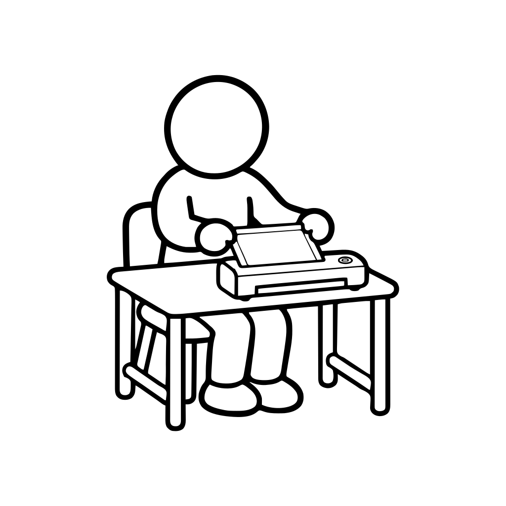 用紙をラミネートするのイラスト（丸みのあるデフォルメ）