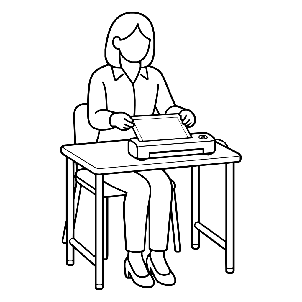 用紙をラミネートするのイラスト（シンプル）