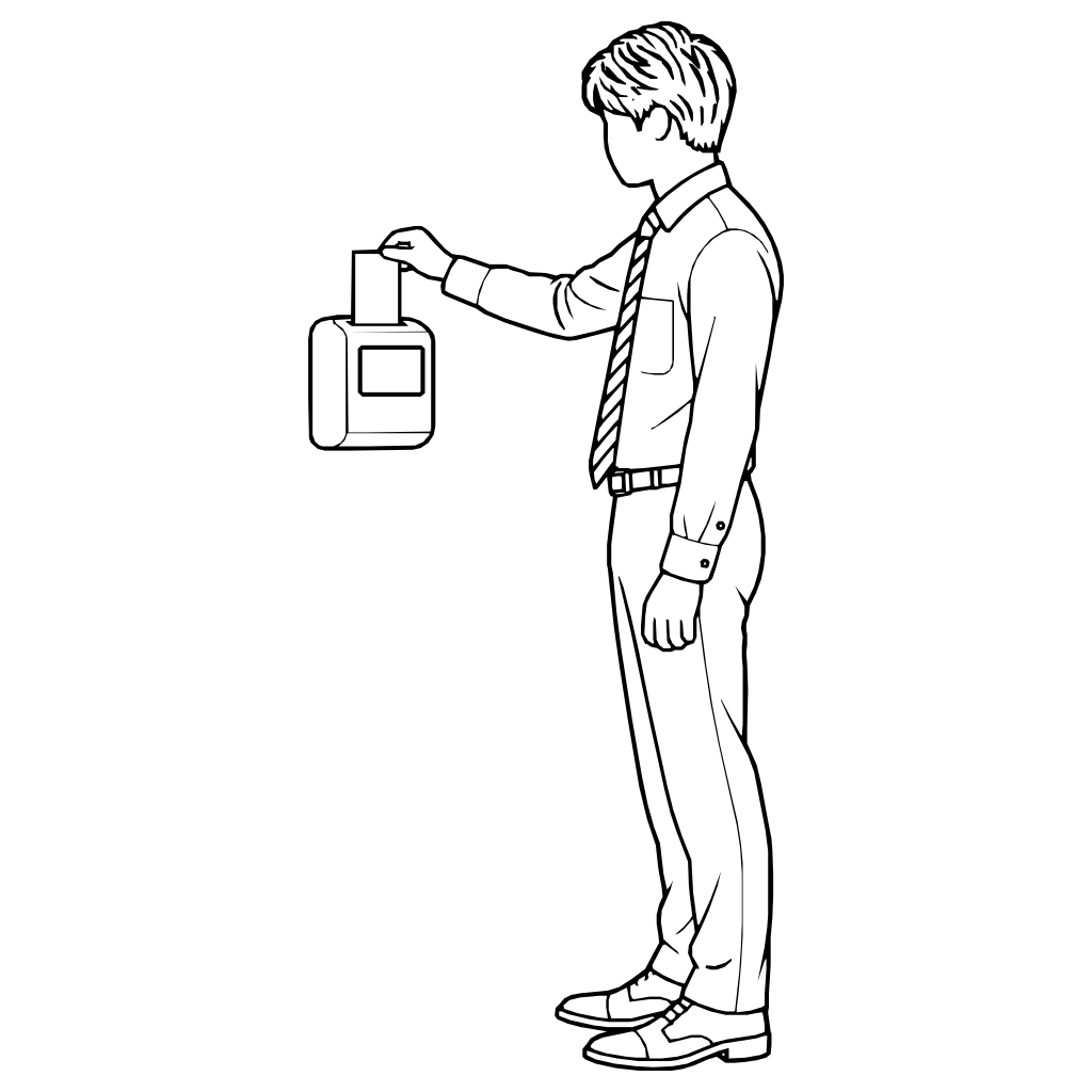 タイムカードを打刻するのイラスト（線画）