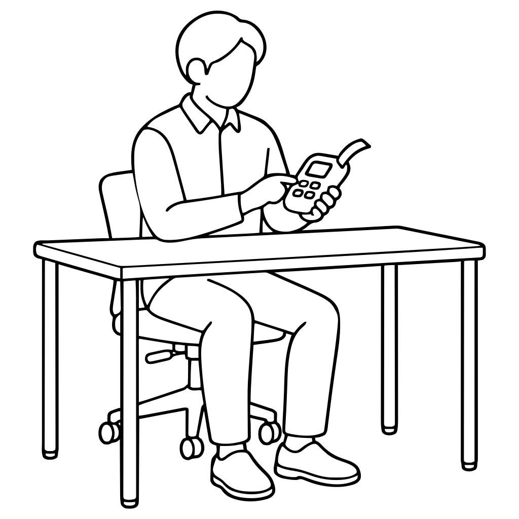 ラベルライターを操作するのイラスト（シンプル）