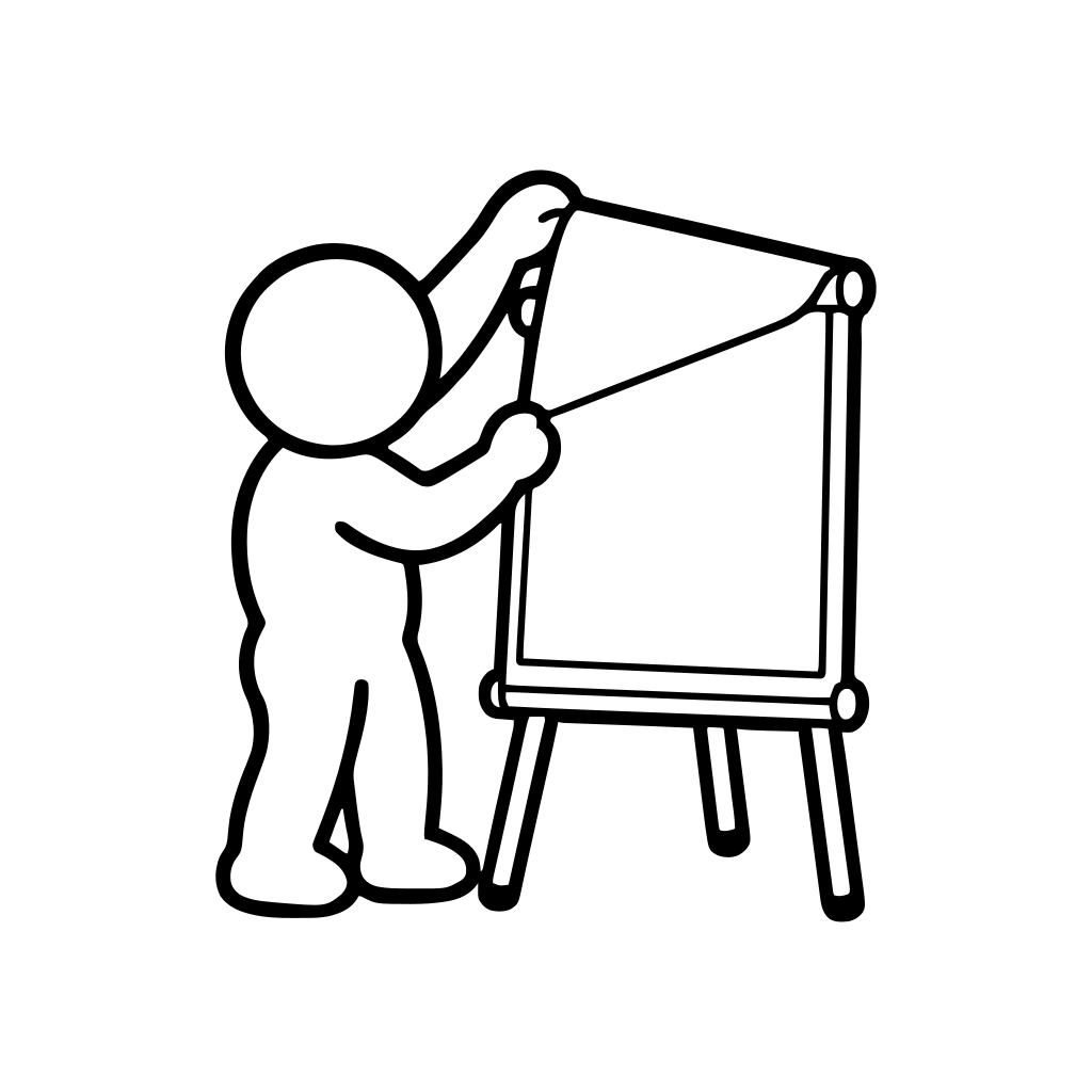 フリップチャートをめくるのイラスト（丸みのあるデフォルメ）