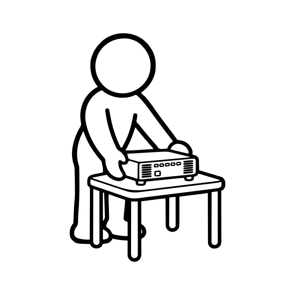 プロジェクターを設置するのイラスト（丸みのあるデフォルメ）