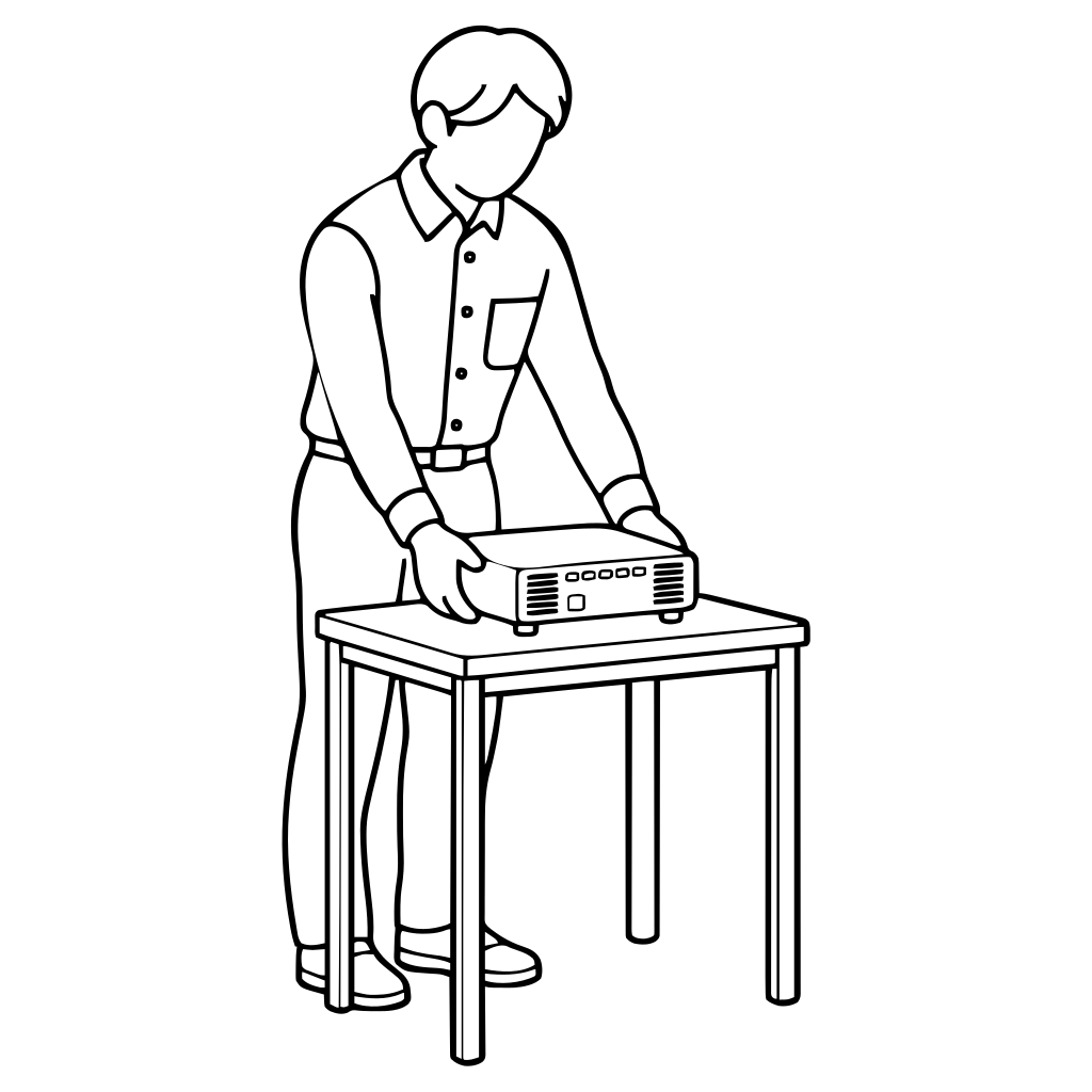 プロジェクターを設置するのイラスト（シンプル）